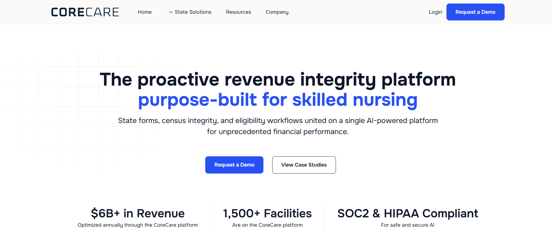 Healthcare SaaS platform homepage