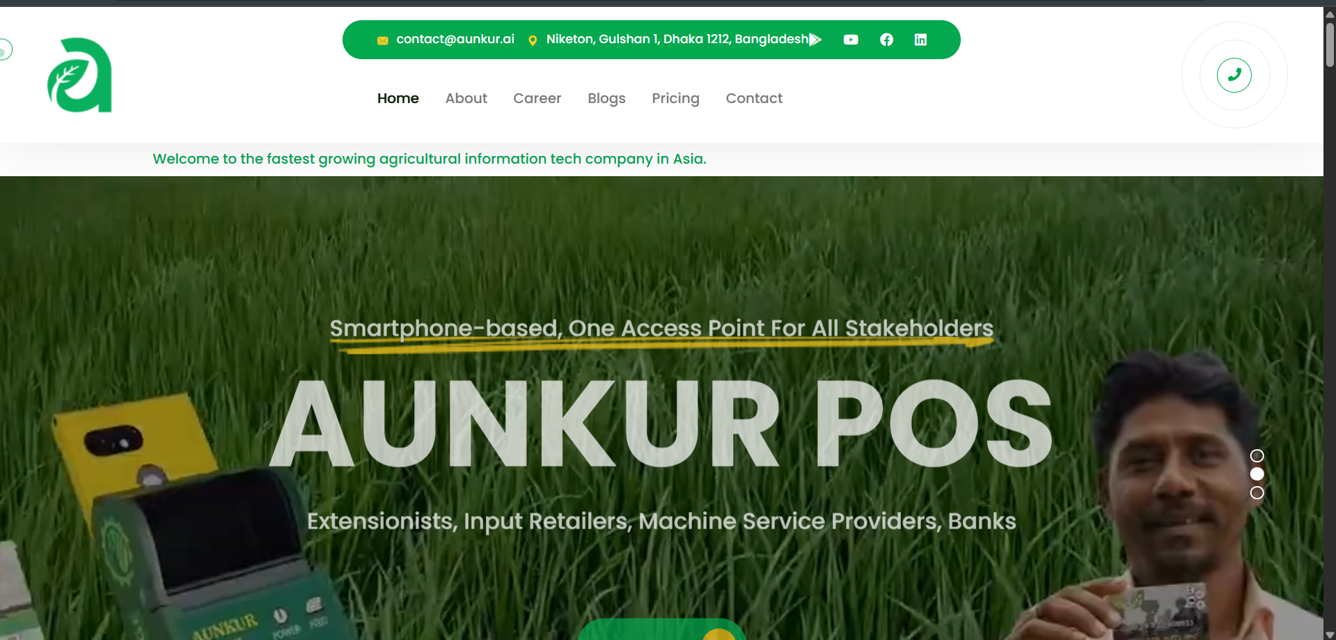 Agri-tech company homepage